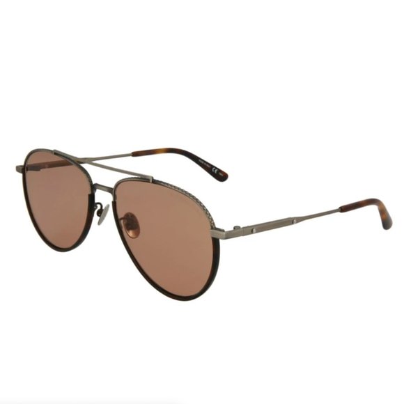 Bottega Veneta Men's Havana and Grey Aviator Metal Sunglasses!
